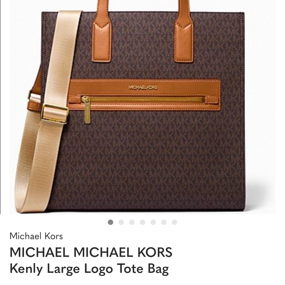 Michael Kors Brown Monogram Tote with Tan Accents - Picture 4 of 8